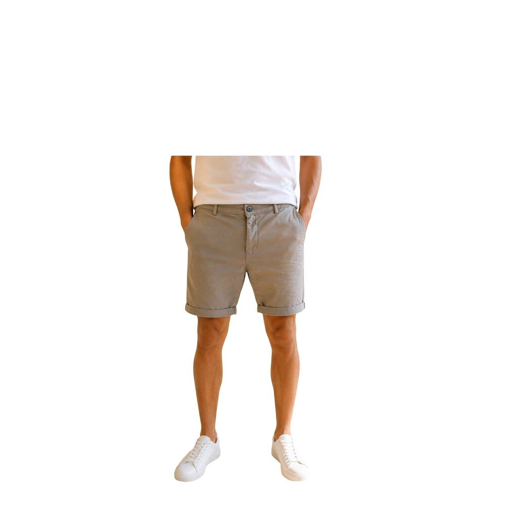 ICON Amsterdam Shorts Mens Size 34 Gray Chino Shorts Cuffed Stretch Preppy EUC
